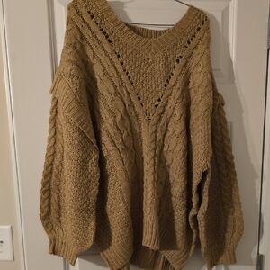 Cozy Tan Cable Knit Sweater 2XL